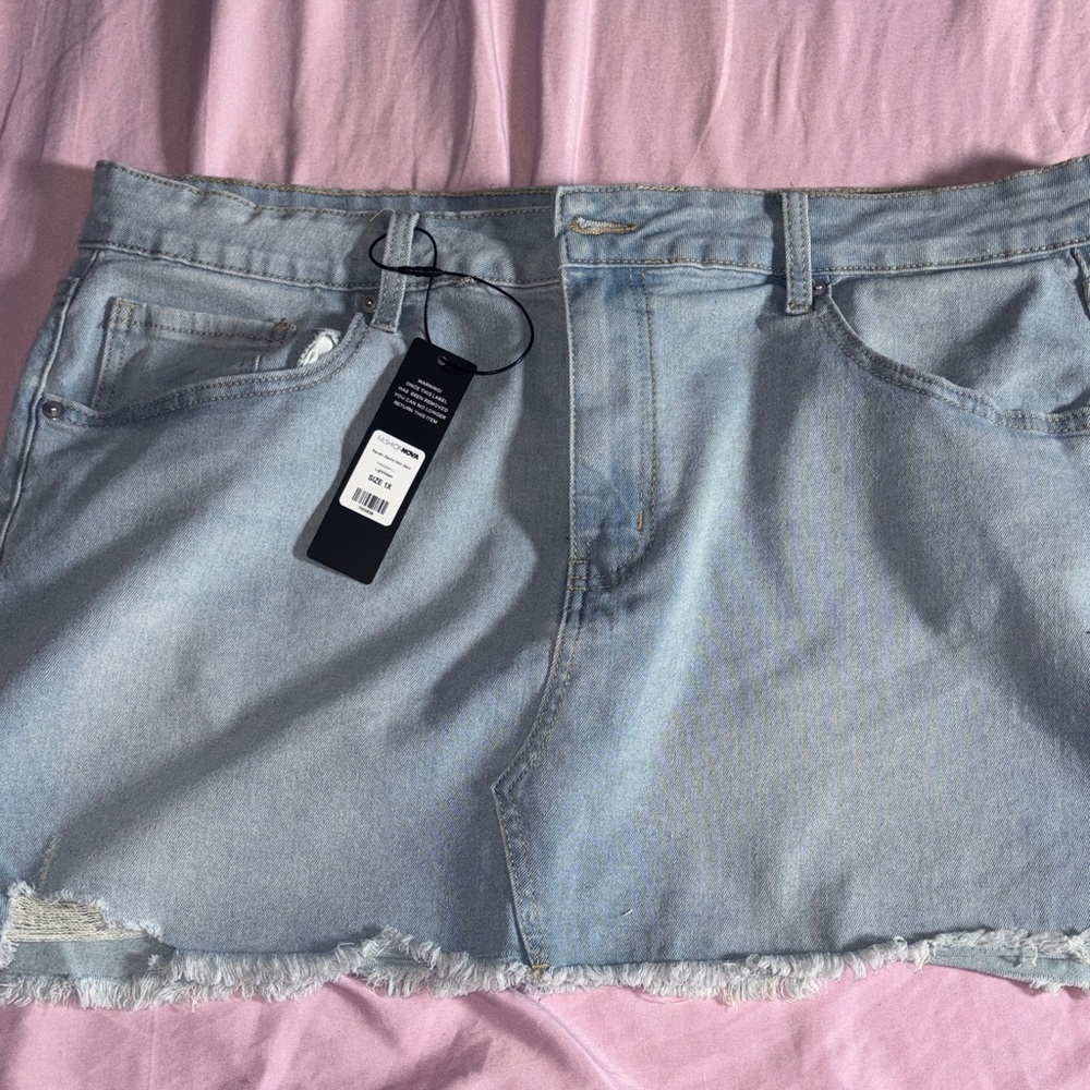 Fashion Nova Light Blue Denim Mini Skirt